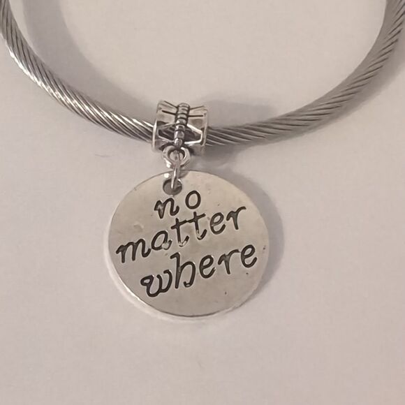 Silver No Matter Where Dangle Charm for Pandora Style Bracelet‎ - Picture 1 of 4